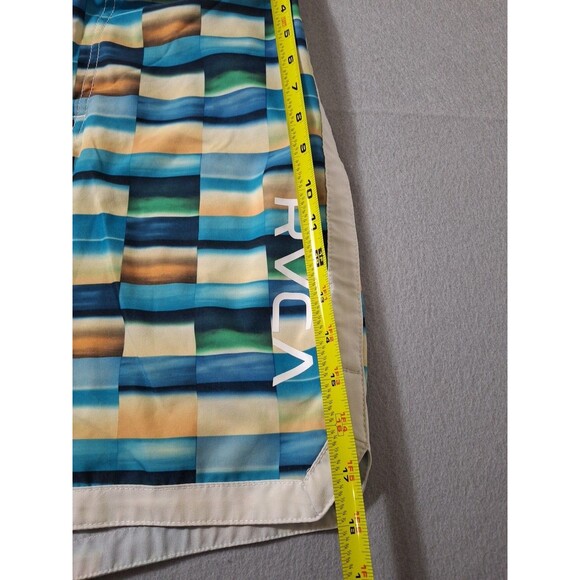 RVCA Danny Fuller Blue Multi Colorblock Unlined Swim Trunks Board Shorts 30 X 9 - Picture 3 of 9